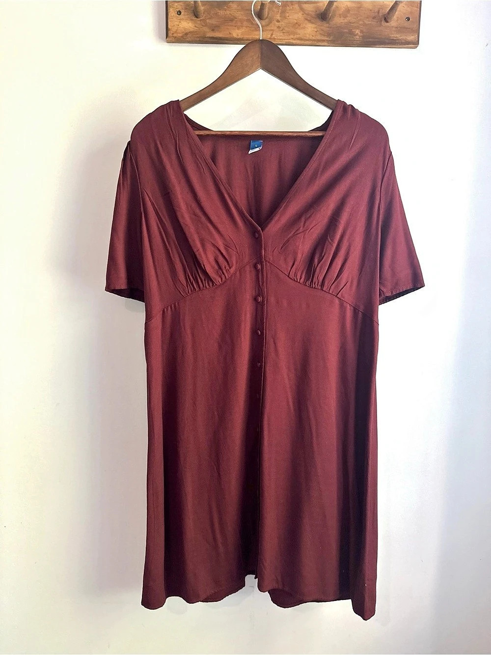 Old Navy Women's Burgundy Button Front Midi Dress Large